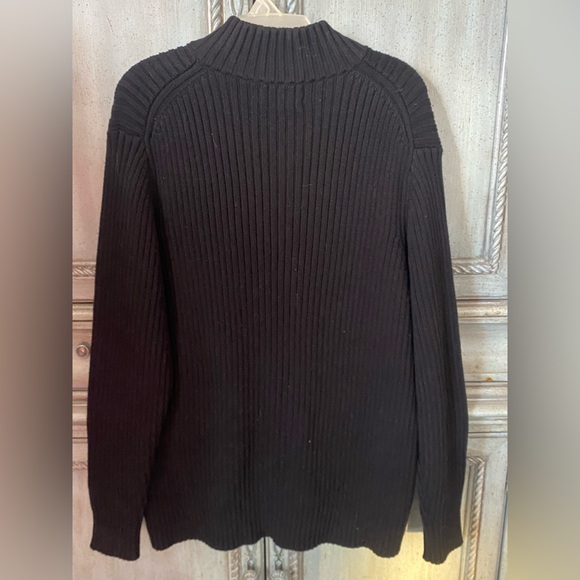 Lands’ End Women’s 100% Cotton Black Cable-Knit Full-Zip Sweater - Picture 8 of 9